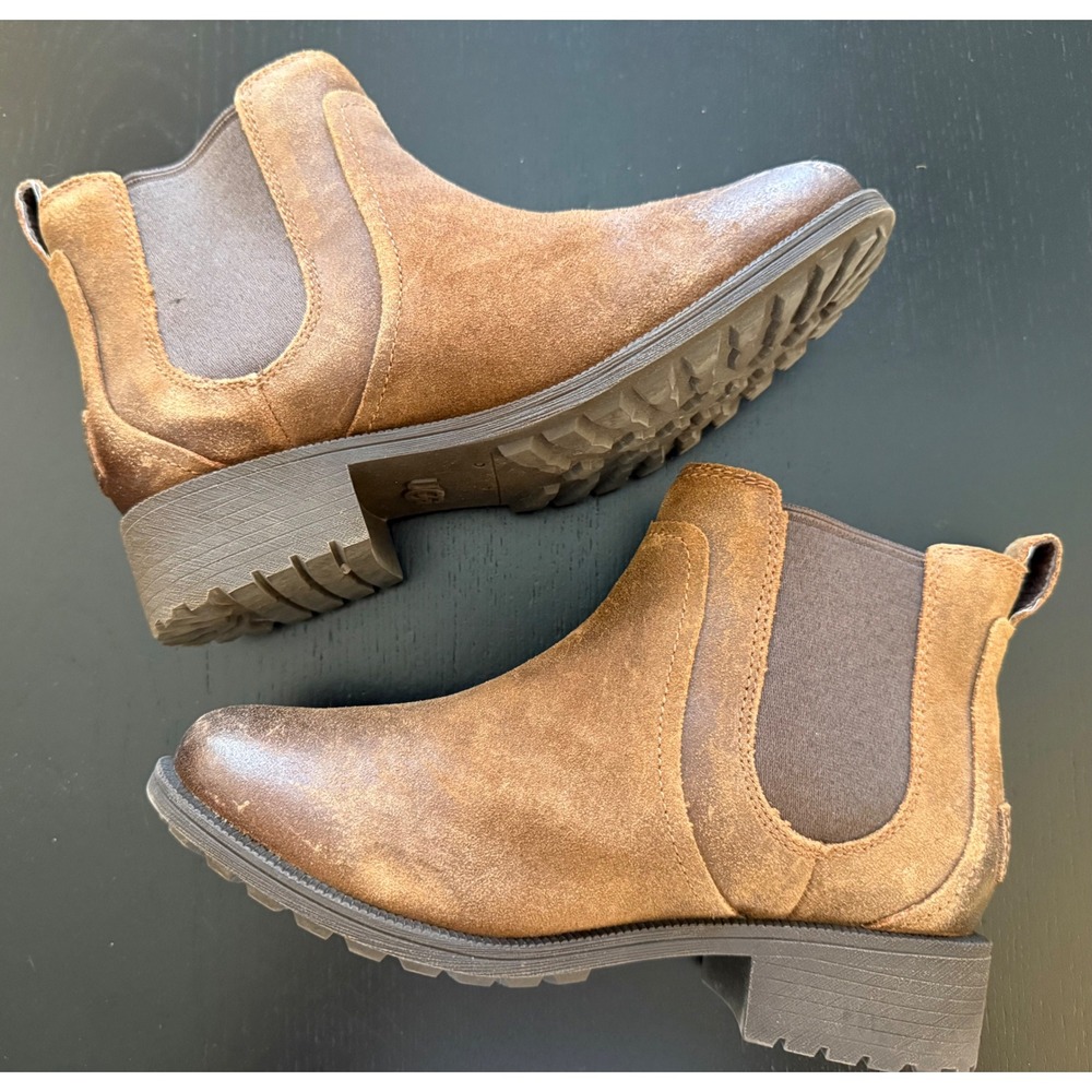 NIB UGG Bonham Boot II Women Size 5.5 Brown Leather Ankle Shearling-Lined Bootie